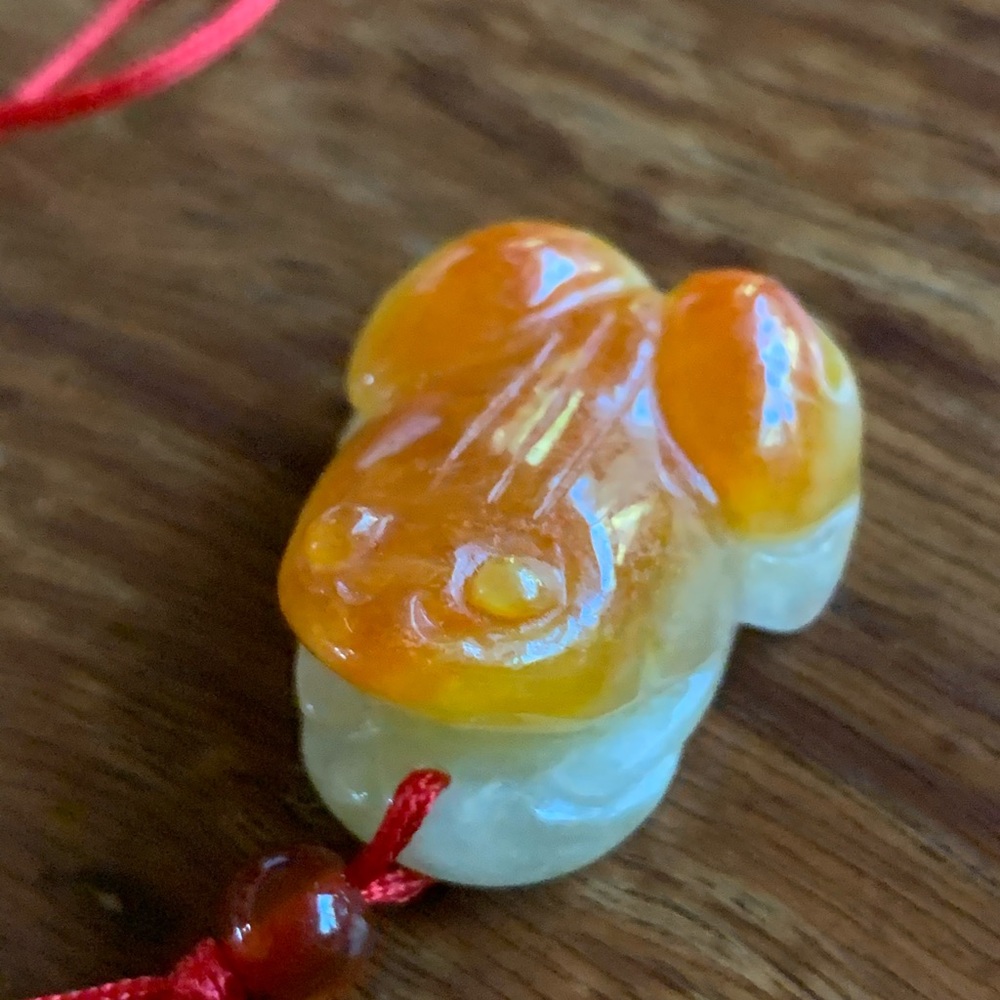 Carved stone frog necklace